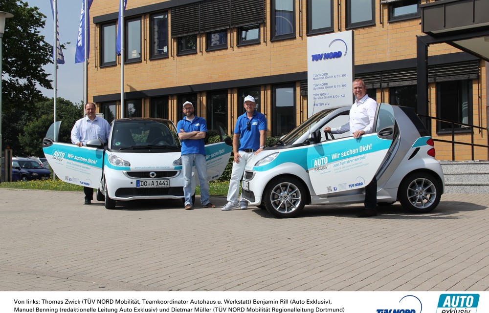 Von links: Thomas Zwick (TÜV NORD Mobilität, Teamkoordinator Autohaus u. Werkstatt), Benjamin Rill (Auto Exklusiv),